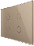 LIVOLO Intrerupator cvadruplu cu touch Livolo din sticla - standard italian, auriu, VL-FC4-3G-13 (VL-FC4-3G-13)