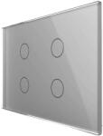 LIVOLO Intrerupator cvadruplu cap scara / cap cruce cu touch Livolo din sticla, standard Italian, protocol ZigBee - Serie noua, gri, VL-FC4SZ-3G-15 (VL-FC4SZ-3G-15)