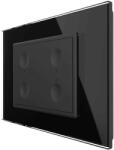 LIVOLO Intrerupator cvadruplu cap scara / cap cruce wireless cu touch Livolo cu rama din sticla, standard Italian - Serie noua, negru, VL-FC4SR-3BP-12 (VL-FC4SR-3BP-12)