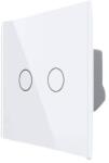 LIVOLO Intrerupator Dublu LIVOLO cu Touch din Sticla Securizata - Serie Noua, alb, VL-FC2-2G-2W (VL-FC2-2G-2W)