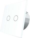 LIVOLO Intrerupator dublu cu revenire / contact uscat Livolo cu touch din sticla, alb, VL-C702CH-11 (VL-C702CH-11)