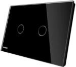 LIVOLO Intrerupator dublu cu variator cu touch Livolo din sticla - standard italian, negru, VL-C902D-82 (VL-C902D-82)