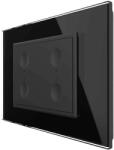 LIVOLO Intrerupator cvadruplu cap scara / cap cruce cu touch Livolo cu rama din sticla, standard Italian, protocol ZigBee - Serie noua, negru, VL-FC4SZ-3BP-12 (VL-FC4SZ-3BP-12)