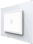 LIVOLO Intrerupator simplu cap scara / cap cruce cu touch Livolo cu rama din sticla, standard Italian - Serie noua, alb, VL-FC1S-3WP-11 (VL-FC1S-3WP-11)