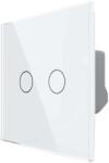 LIVOLO Intrerupator Dublu cu Reset si Contact Uscat Livolo cu Rama din Sticla, ZigBee - Serie Noua, alb, VL-FC2HNZ-2G-11 (VL-FC2HNZ-2G-11)