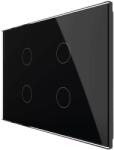 LIVOLO Intrerupator cvadruplu wireless cu touch Livolo din sticla - standard italian, negru, VL-FC4R-3G-12 (VL-FC4R-3G-12)