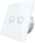LIVOLO Intrerupator dublu cu revenire (reset) Livolo cu touch din sticla, alb, VL-C702H-11 (VL-C702H-11)
