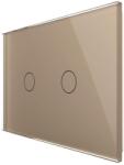 LIVOLO Intrerupator cu variator dublu cu touch Livolo din sticla, standard Italian, protocol ZigBee - Serie noua, auriu, VL-FC2D1Z-3G-13 (VL-FC2D1Z-3G-13)