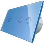 LIVOLO Intrerupator simplu + dublu cu touch Livolo din sticla, Protocol ZigBee, Control de pe telefonul mobil, albastru, VL-C701Z/C702Z-19 (VL-C701Z/C702Z-19)