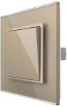 LIVOLO Intrerupator Dublu Mecanic LIVOLO cu Rama din Sticla - Serie Noua, auriu, VL-2FCMKS-AP (VL-2FCMKS-AP) - fluxone