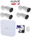 AJAX KIT 4 Camere video Plug&Play IP PoE 4K, 8MP, IR 30m, 2.8mm, NVR PoE, HDD 1TB, AJAX - KIT4CHAA-8MPA-WDT1 (KIT4CHAA-8MPA-WDT1)