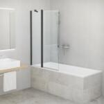 Roltechnik CI BAE 2 részes kádparaván 110 cm, fekete profillal, RothETC üvegfelület kezeléssel