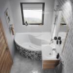 RAVAK CVSK1 ki- és behajtható kádparaván, Rosa 140, 150 cm kádakhoz, fekete keret + átlátszó üveg, jobbos vagy balos változatban