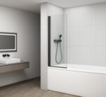 POLYSAN Rota Black 75x150 cm kádparaván, fekete profillal, Antidrop üvegbevonattal