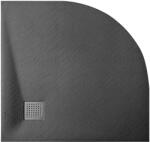 Besco Vexo Ultraslim, kőhatású, íves 90x90 cm zuhanytálca, fekete + szifonnal együtt