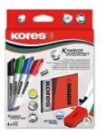  Tábla- és flipchart marker készlet mágneses táblatörlő szivaccsal, 3-5 mm, vágott, KORES,