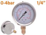 KolorTech Glicerines nyomásmérő 0-4bar, alsó menet: 1/4 (YYL-01.4B/X)