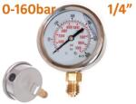 KolorTech Glicerines nyomásmérő 0-160 bar, Alsó menet: 1/4 (YYL-01.160B/X)