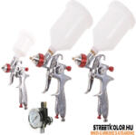 AUARITA Szórópisztoly készlet: 1, 4mm pisztoly + 2, 5mm pisztoly+0, 8mm pisztoly+szabályzó (H-887P - SET3)