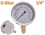 KolorTech Glicerines nyomásmérő 0-6bar, Alsó méret: 1/4 (YYL-01.6B/X)