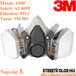 3M 6300 Félálarc, 6055 A2 szűrő, 5911 előszűrő, 501 előszűrő tartó () (6300K)