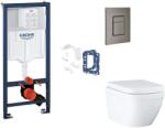 GROHE Rapid SL - Set pentru montare încastrată, toaletă, capac Softclose, clapetă Skate Cosmopolitan și set pentru tablete, Triple Vortex, Hard Graphite periat SANI11BB5136 (SANI11BB5136)