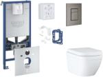 GROHE Rapid SLX - Set pentru montare încastrată, toaletă, capac Softclose, clapetă Skate Cosmopolitan și set pentru tablete, Triple Vortex, Hard Graphite periat SANI11BB5128 (SANI11BB5128)