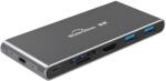Plasico Computers USB хъб и кутия за SSD диск BE MC601, 6-портов, USB-C 3.0, HDMI 4K/30Hz, M. 2 SATA, Сив (MC601)