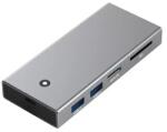 Plasico Computers Професионална докинг станци и кутия за SSD диск BE MC501, 5-портовa, USB-C/A 3.2 Gen2, HDMI 4K/60Hz, SD/TF, M. 2 NVME/SATA, Сивa (MC501 SD/TF)
