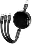 hoco. X78 1m USB - Lightning/microUSB/Type-C fekete adatkábel (X78)