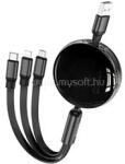 hoco. X78 adatkábel 3in1 (USB - lightning/microUSB/Type-C, 10W, 100cm, csévélhető) FEKETE (HOCO_X78) (HOCO_X78)