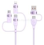 USAMS U85 töltőkábel 5in1 (Type-C/USB - Type-C/lightning/microUSB, 100W, PD gyorstöltő, 120cm) LILA (SJ645USB02) (SJ645USB02)