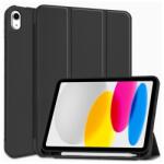 Gigapack tabletvédő álló, bőr hatású, aktív flip, oldalra nyíló, trifold, asztali tartó, ceruza tartó, fekete, kompatibilis: Apple IPAD 11, 2025, / IPAD 10.9, 2022