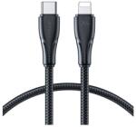 JOYROOM surpass adatkábel, type-c - lightning, 20w, gyorstöltő, 25cm, törésgátló, fekete (S-CL020A11_25_B)