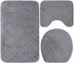 FizioTab 3 db FizioTab® fürdőszőnyeg készlet, mikroszálas, memóriahab, 80x50, 50x40, 40x45, csúszásmentes, szürke (GreyRug2)