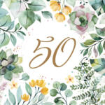  Happy Birthday 50 Floral Frame Szalvéta 20 db 33x33 cm