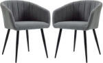 HomCom 2 db kárpitozott szék készlet, poliészter/fém, karokkal, 62 x 56 x 76 cm, sötétszürke/fekete