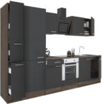 Leziter Yorki 300 Konyhablokk - Yorki Tölgy Korpusz, Selyemfényű Antracit Front, Alsó Sütős Elemmel, Polcos Szekrénnyel