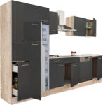 Leziter Yorki 310 Konyhablokk - Sonoma Tölgy Korpusz, Selyemfényű Antracit Front, Felülfagyasztós Hűtős Szekrénnyel
