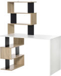 HomCom Íróasztal könyvtárral, 120x60x148cm, Barna/fehér/fekete