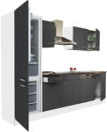 Leziter Yorki 280 Konyhablokk - Fehér Korpusz, Selyemfényű Antracit Front, Alulfagyasztós Hűtős Szekrénnyel