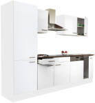 Leziter Yorki 280 Konyhablokk - Fehér Korpusz, Selyemfényű Fehér Front, Polcos Szekrénnyel