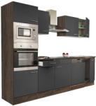 Leziter Yorki Konyhablokk - 280 cm-es, Yorki Tölgy Korpusz, Selyemfényű Antracit Front