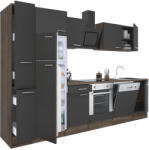 Leziter Yorki 310 Konyhablokk - Yorki Tölgy Korpusz, Selyemfényű Antracit Front, Alsó Sütős Elemmel, Felülfagyasztós Hűtős Szekrénnyel