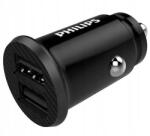Philips Autós Töltő Kettős Töltés Dual Usb Fekete Philips (DLP2510 DLC3104A/03)