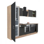 Leziter Yorki 280 Konyhablokk - Sonoma Tölgy Korpusz, Selyemfényű Antracit Front, Alsó Sütős Elemmel, Alulfagyasztós Hűtős Szekrénnyel