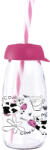 Solmazer Iris Cow&Milk Üveg Palack Szívószállal 250 ml, Rózsaszín 111722-013P