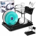 ORION Csepegtető Edényszárító tányér evőeszköz 2 szintes fekete (8592381198176)