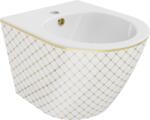 Mexen Lena függő bidé, fehér/arany rácsos minta - 35224809 (35224809)