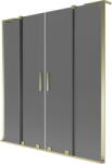 Mexen Velar L Duo fürdőkád paraván, 2 szárnyú tolóajtós, 150 x 150 cm, grafit, arany - 896-150-003-42-50 (896-150-003-42-50)